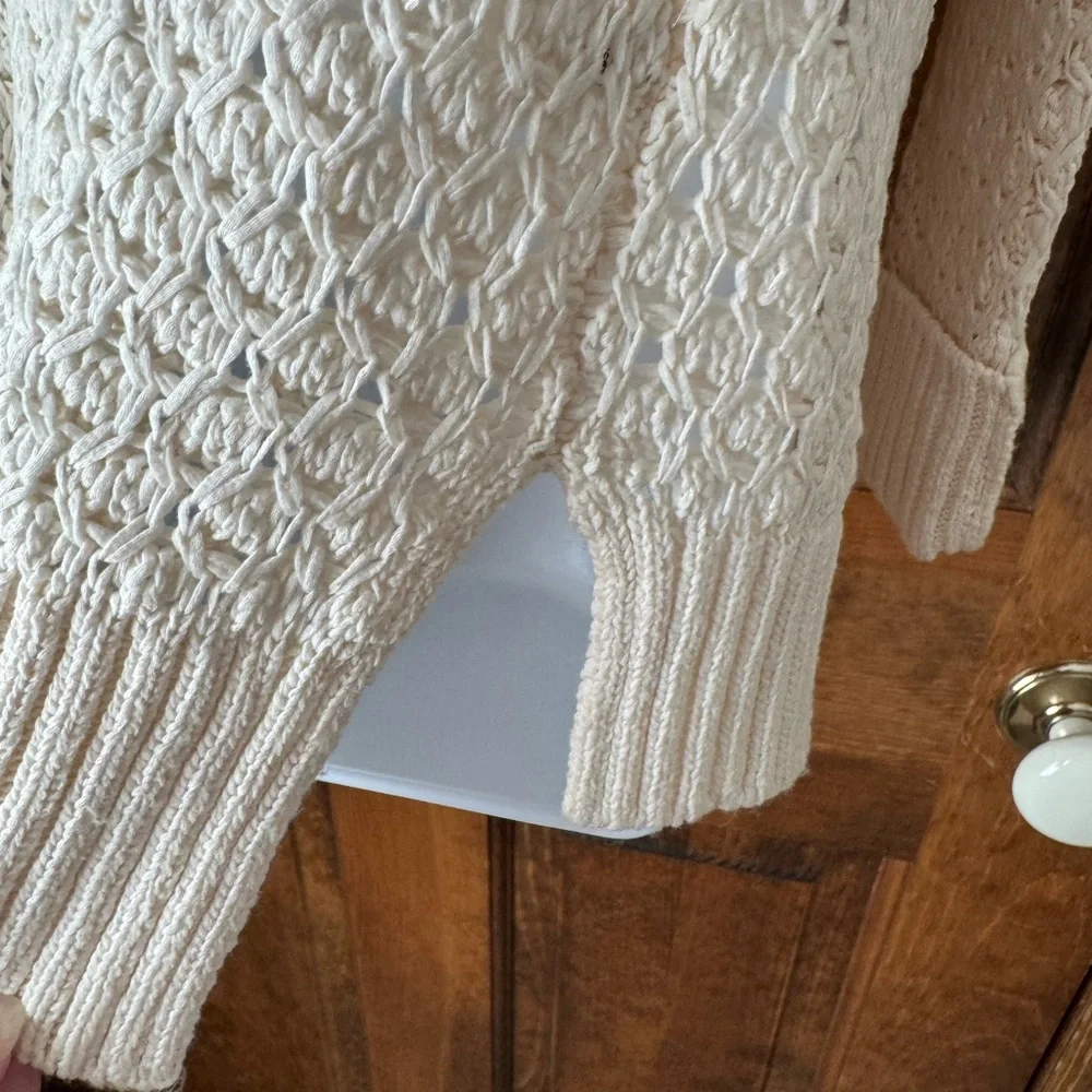LOFT Cream Open-Front Sweater Medium
